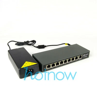 DSLRKIT 120watt 9 Port 8 PoE Switch 802.3af 802.3at Power Over Ethernet PSE18AT - Image 1 of 4