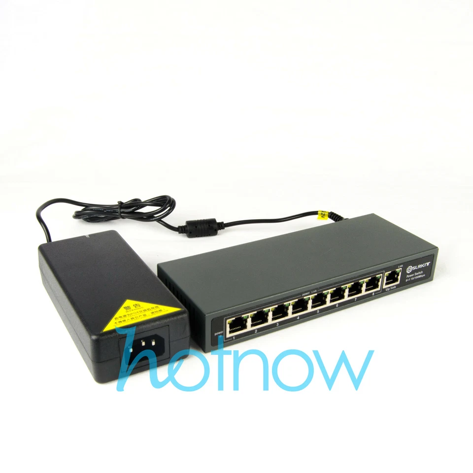 DSLRKIT 120watt 9 Port 8 PoE Switch 802.3af 802.3at Power Over Ethernet PSE18AT - Image 1 of 4