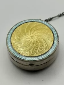 Antique Guilloche Enamel Pill Box - Picture 1 of 6