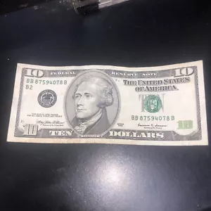 Vintage $10 Dollar Bill Circulated 1999 - Picture 1 of 5