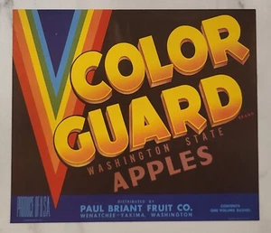 Label Color Guard Apples Paul Briant Fruit Wenatchee Yakima Washington - Picture 1 of 1