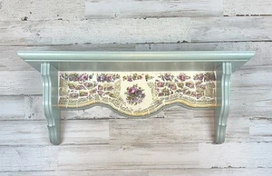 Estante de madera verde hecho a mano mosaico azulejos casa de campo Shabby Chic arte romántico - Imagen 1 de 6