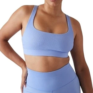 Athleta Exhale Rib Bra Swallowtail Blue Women's Size Large D-DD New With Tags - Picture 1 of 10