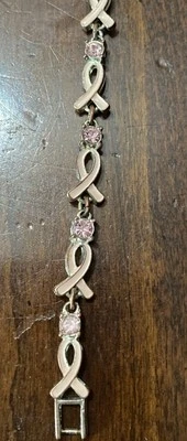 Avon Breast Cancer Awareness Crusade Pink Ribbon Rhinestone 7 1/4” Bracelet - Image 1 of 4