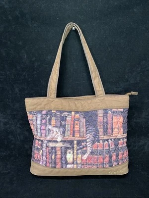 Bolso de Mano Clásico Colas Bradford Exchange Gatito Gatito Libros Academia Acolchado P4 Foto 1 de 4