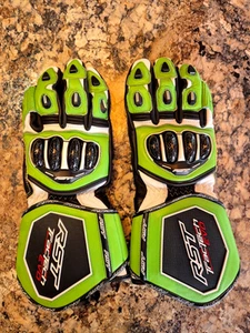 RST Tractech Evo 4 Leather Motorcycle Gloves Size 9 Medium GREEN. MINT !!! - Picture 1 of 8