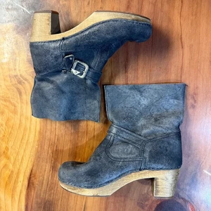 Sanita Damen Stiefeletten 37 6,5 - 7 Wildleder Schnalle Allen Holz Clog - Bild 1 von 7