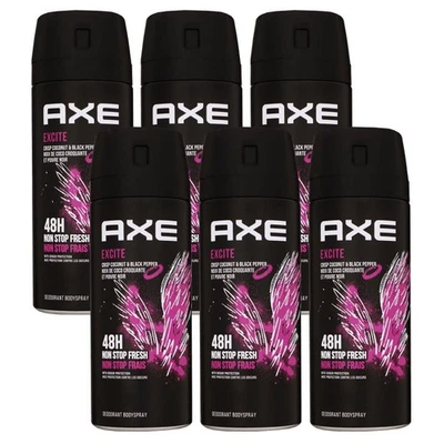 Axe Excite 6 x 150 ml Deodorant Deospray Deo Spray Set Neues Design