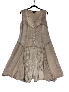 Ärmelloses Kleid Bohemian Style beige Knopfleiste M #952A - Bild 1 von 8