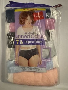 Hanes Women's 7 Pack Cotton Ribbed Briefs Tagless Assorted Colors Size 6/M - Picture 1 of 1