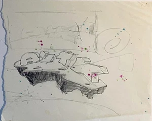 QUIK LIN FELTON "IN OUTER SPACE!" SKETCH 27x21cm 1988 SEEN/COPE2/TAKI/IZ/ZEPHYR  - Picture 1 of 10
