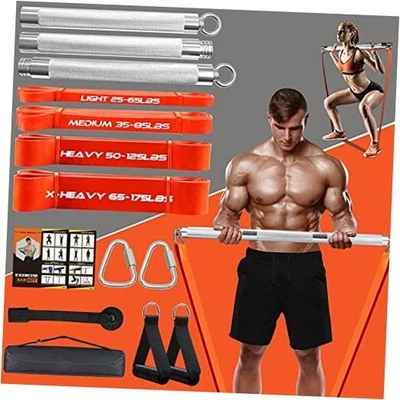  Resistance Band Bar Set for Home Gym, 500LB Total Resistance 98CM/38.5" Length - Image 1 of 4