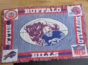 Vintage Buffalo Bills Large Rug Blanket 68" x 44" (Rare) - Picture 1 of 10