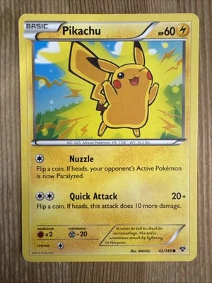 Pikachu 42/146 Pokemon TCG XY Base Set Common DMG - Image 1 of 2