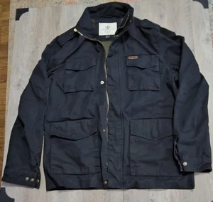 Chaqueta de algodón de lona de campo estilo militar negra WenVen para hombre XL - Imagen 1 de 7
