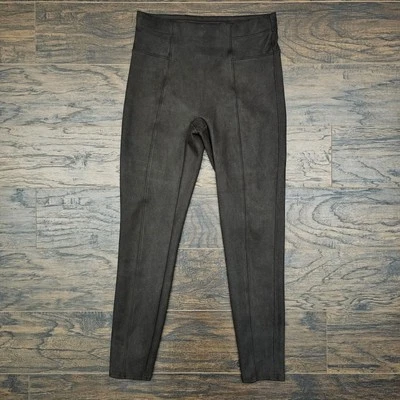 Spanx Faux Suede Mid Waisted Chocolate Brown Ankle Leggings Womens Medium Heavy - Image 1 of 4