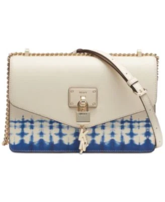 DKNY Elissa-Long Shoulder Flap-Tip, White / Blue MSRP$228 - Image 1 of 4