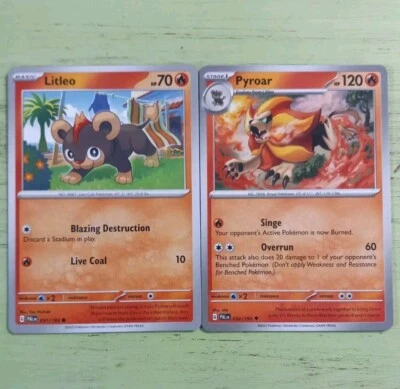 Lot of 2 Pokémon TCG; SV02 Paldea Evolved (PAL) - Litleo 031/193, Pyroar 032/193 - Image 1 of 4