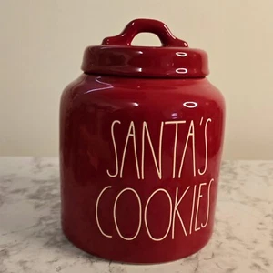 Rae Dunn Christmas Santa’s Cookies Jar Large Canister Ceramic Christmas Red EUC - Picture 1 of 6