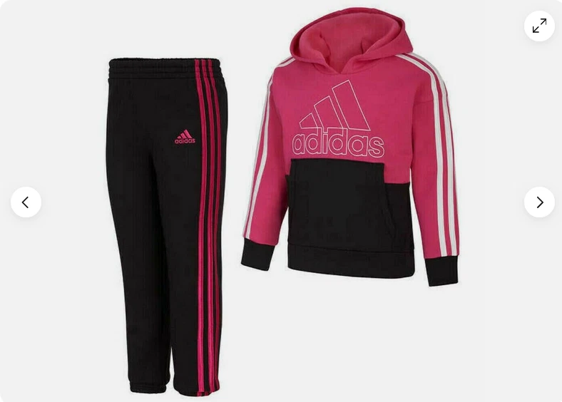Adidas Girl Kids' 2-piece Active Pink Top Black Pants Size 3T FAST
