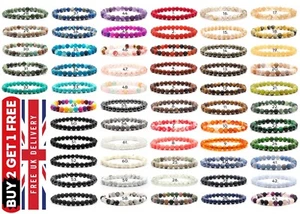 Natural Crystal Healing Chakra Gemstone Bead Bracelet Protection Gem Stone - Picture 1 of 25