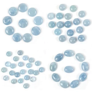 6mm 8mm 10mm 12mm 20mm Natural Aquamarine Gemstone Round Oval Cab Cabochon Lot - Picture 1 of 29
