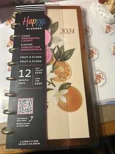 FRUIT & FLORA HAPPY PLANNER Skinny Classic Horizontal Layout 12 Months 2024-2025 - Picture 1 of 7