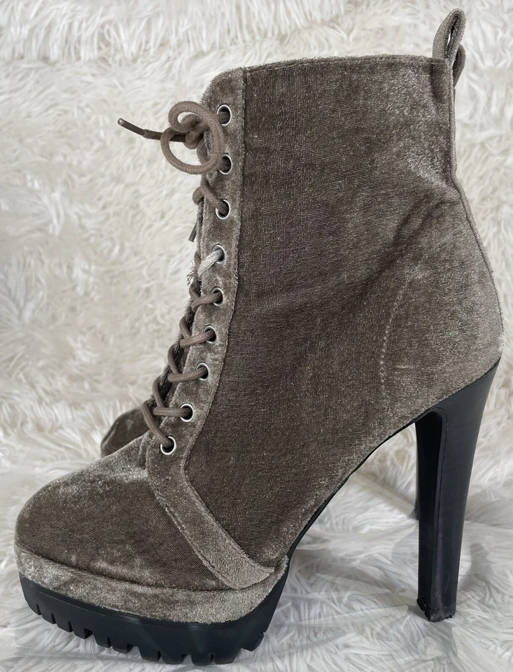 Botines ALDO 'Aliria' de terciopelo verde con cordones/crebilla plataforma tacón alto para mujer 7,5 Foto 1 de 4