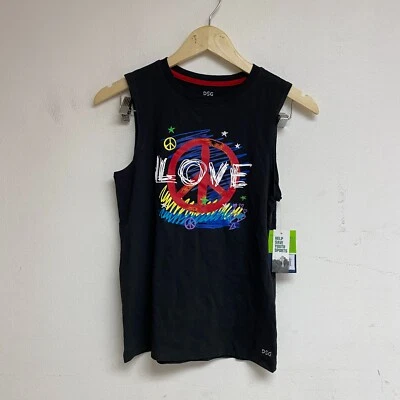 DSG Boys Graphic Tank Pure Black Peace Solid Sleeveless Crew Neck DAB12119 - Image 1 of 4