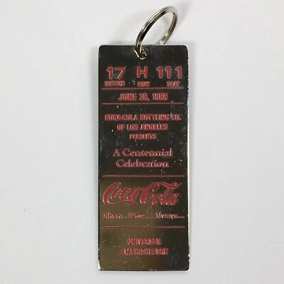 Винтажный брелок для ключей на концерт в честь столетия COCA-COLA LA Coke РЕДКИЙ - Изображение 1 из 4