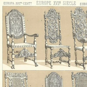 Europe XVIIe - Mobilier Fauteuils et chaises - Gravure de presse 1888 - Picture 1 of 3