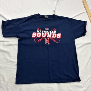Youth XL Nashville Sounds Unisex Gildan MLB T-Shirt Navy Graphic Cotton - Picture 1 of 7