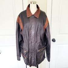 B. Altman Brown Leather/Suede Two-Tone Jacket Sz XL Fall Spring Retro Travel