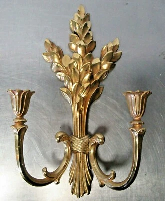 De colección #4866 Homco Oro Pared Doble Aplique Candelabro Patten Trigo 15" Alto 1986 Foto 1 de 4