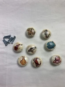 Juego de 8 perillas de cajón de madera tiradores de criaturas marinas costeras decoración 1-1/2" acabado mate - Imagen 1 de 7