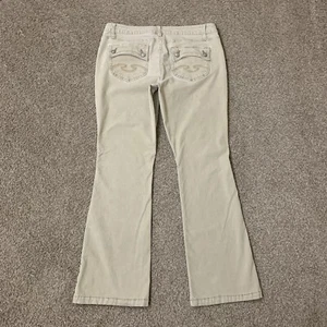 Vintage No Boundaries Corduroy Pants Juniors 15 Tan Flare Low Rise Stretch Y2K - Picture 1 of 15