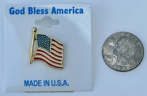 10 AMERICAN FLAG LAPEL PIN *MADE IN USA* Hat Tie Tack Badge Pinback Vest - Picture 1 of 2