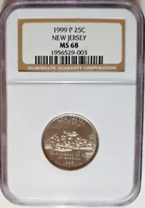 1999 P New Jersey State Quarter Mint State 68 Graded by NGC MS68 - Picture 1 of 5