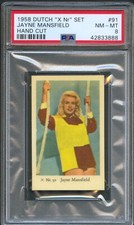 1958 Dutch Gum Card X Nr Set #91 JAYNE MANSFIELD Swinging in Bikini Bottom PSA 8
