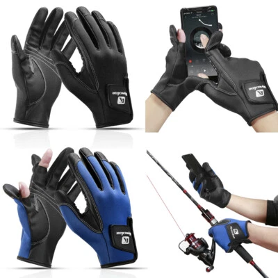 2 Seam Gloves Fishing Gloves Neoprene Fleece Waterproof Warm Full Finger Gloves - Image 1 of 4