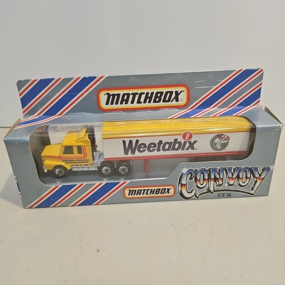 1983 Matchbox Convoy CY16 Scania Box Truck Weetabix Trailer Container Yellow - Image 1 of 4