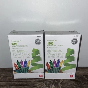 Lot Of 2 GE Constant On 100 Multi-color Miniature Lights Green Wire - Picture 1 of 1