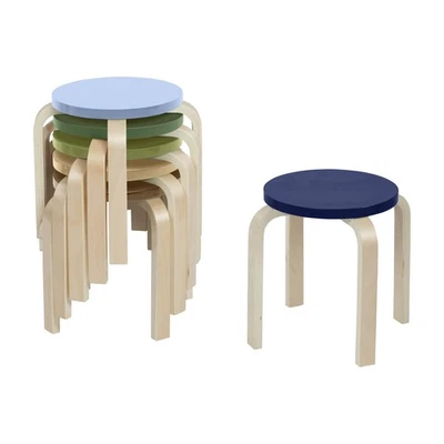 Bentwood Stackable Stools, Classroom Furniture, Earthtone, 6-Piece - Image 1 of 4