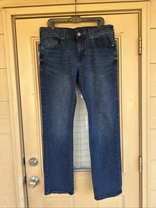 True Religion Jeans Ricky Relaxed Straight Blue Denim Red Stitch NWT Size 34 - Picture 1 of 16