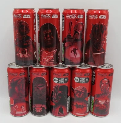 complete set of 9 Coca-Cola STAR WARS 2025, 330ml sleek cans, BELGIUM, FULL - Image 1 of 4