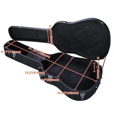 41" Acoustic Guitar Hard Case 12or6 String Dreadnought Wood PU Leather Hardshell - Image 1 of 4