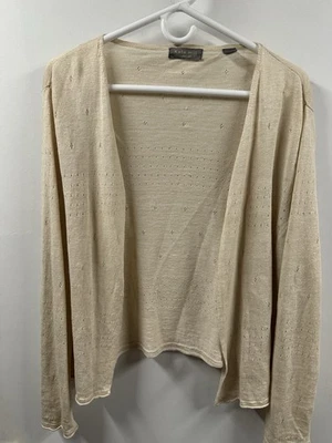 Kate Hill 女式毛衣亚麻 L 码开襟开衫办公室工作 — 第 1/4 张图片