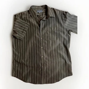 Men's Shirt Size L Large Short Sleeve Brown W Stripes Croft Barrow - Picture 1 of 16