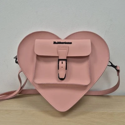 Dr Martens Pink Kiev Leather Large Shoulder Bag Love Heart Crossbody Backpack - Image 1 of 4