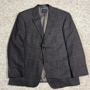 Nautica Brown Plaid Lambswool Blend Blazer Size 42S Sport Coat Jacket Office - Picture 1 of 11